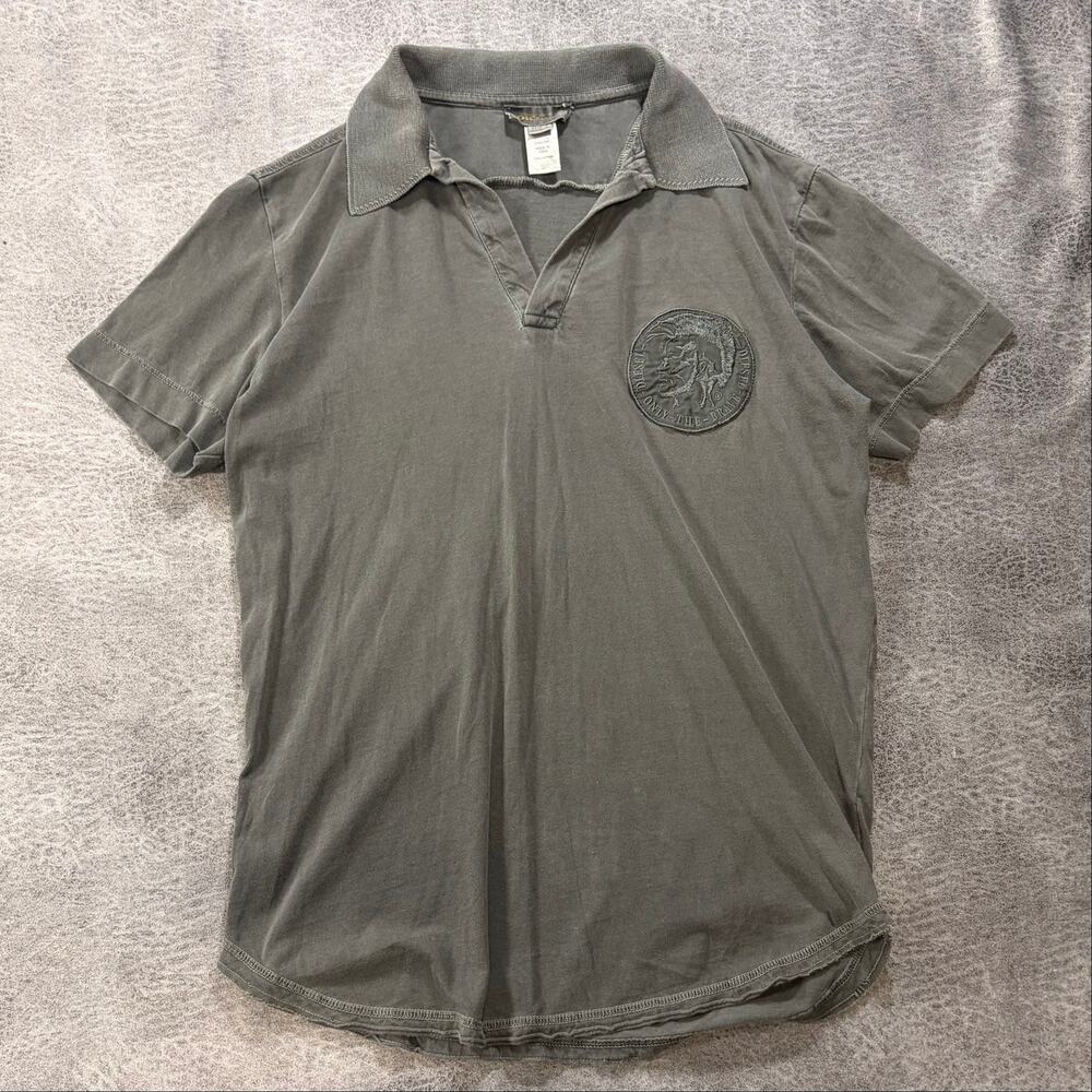 Diesel Gray Embroidered Patch Polo Top